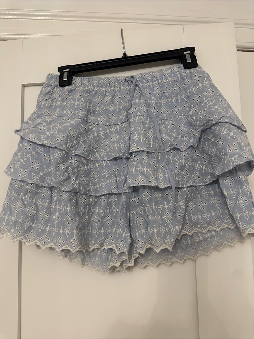 Light Blue Eyelet Ruffle Skort
